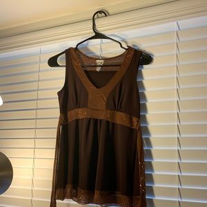 Sequin Brown Sleeveless Top